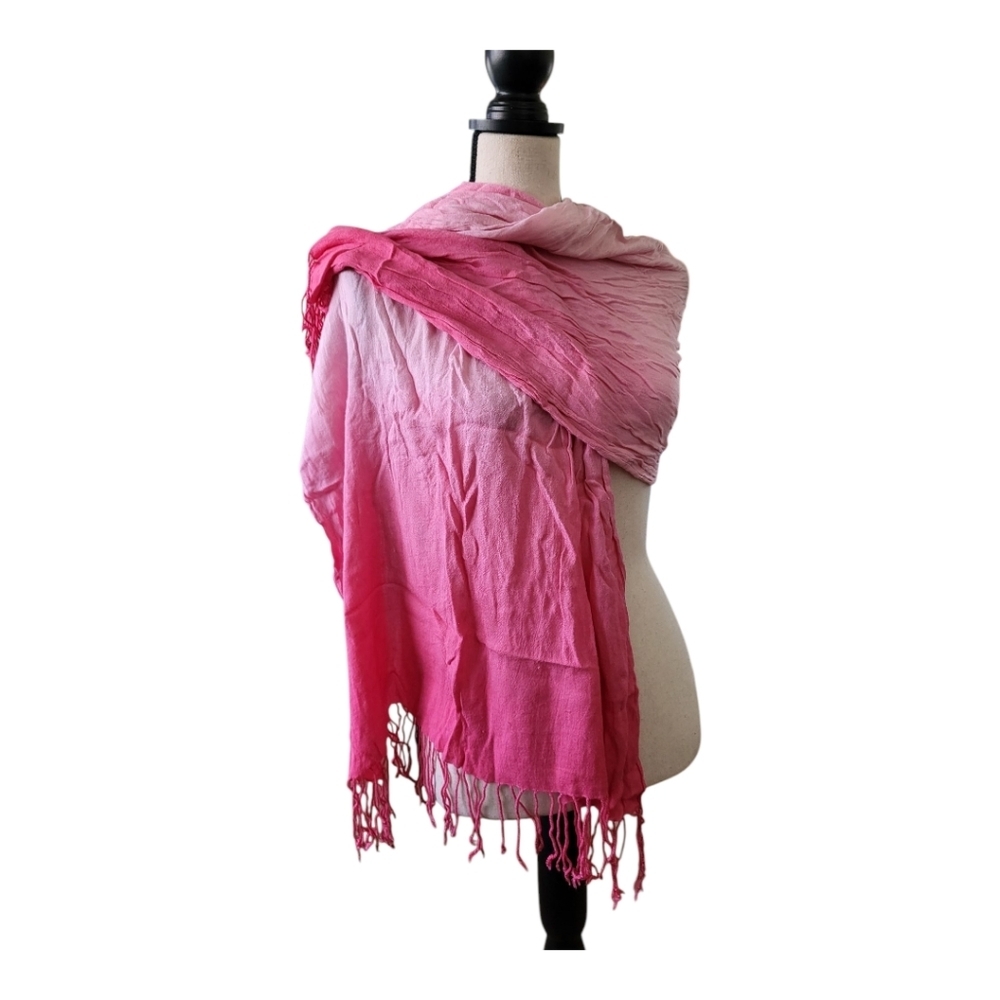 Pink Ombre Scarf With Tassel Ends‎